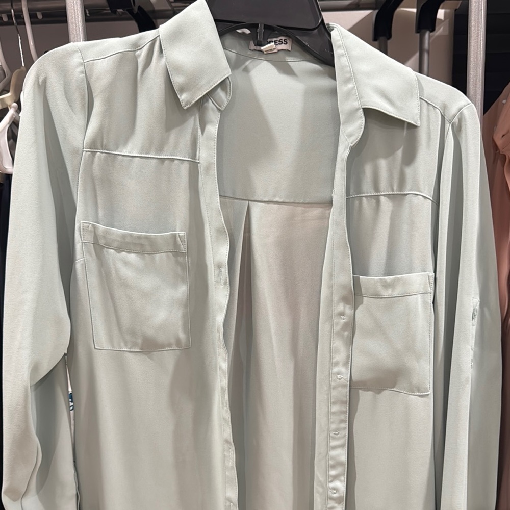Express Women’s Light Green shirt